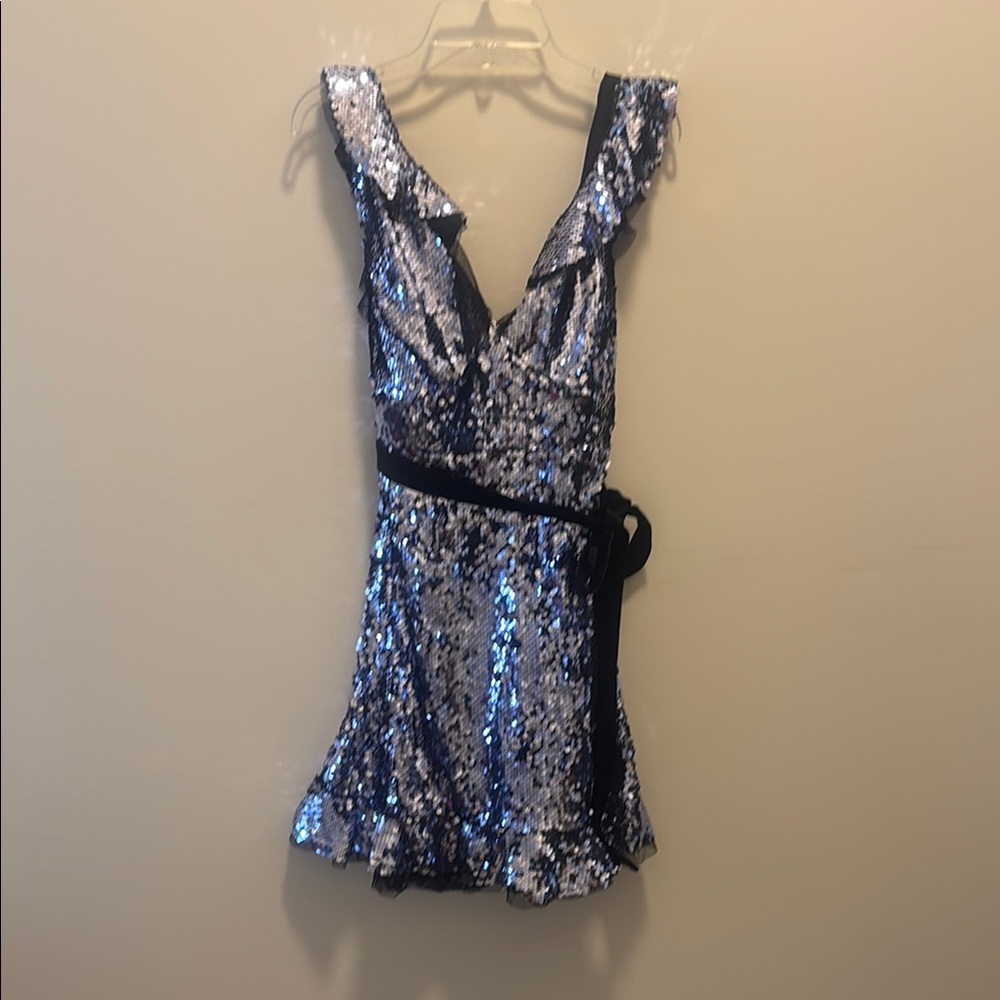 Free People Blue Sequin Sleeveless Dress